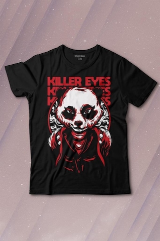 Kendim Seçtim Katil Gözler Killer Eyes Panda Baskılı Tişört Çocuk T-shirt 001