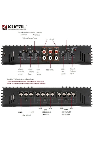 Kuerl K-452b 4 Kanal Oto Amfi