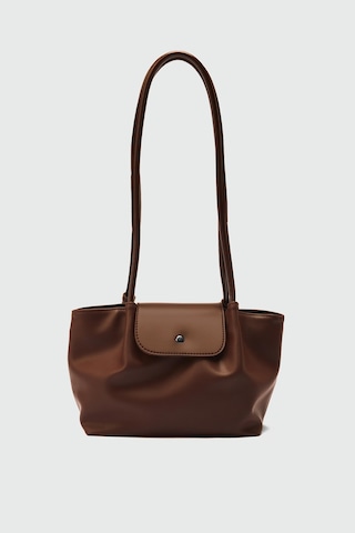 Lior Kapaklı Omuz Çanta Fındık Kabuğu Kahverengi - Altın