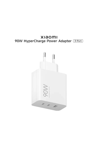 Xiaomi 90W HyperCharge Power Adapter (3-Port) EU 2× USB-C + 1× USB-A Hızlı Şarj Adaptörü