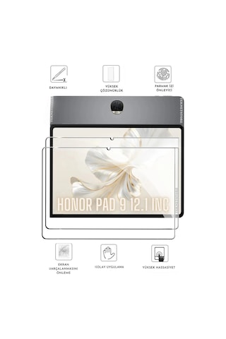 Honor Pad 9 12.1 İnç Uyumlu Kalem Bölmeli Standlı Silikon Kılıf + Ekran Koruyucu + Kalem 3'lü Set Kılıf