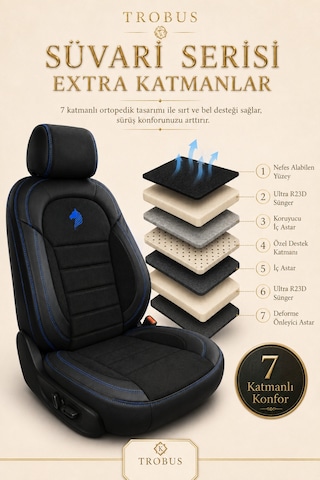 Tofaş Kuş 1993 Sonrası Uyumlu Süvari Serisi Siyah Mavi Premium Tay Tüyü Koltuk Kılıfı