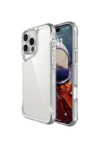 Apple Uyumlu iPhone 16 Pro Kılıf Eğimli Kamera Dizayn Sert Şeffaf Silikon