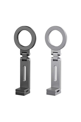 Vkemall Alüminyum Manyetik Telefon Stantı - 360 Döner, Katlanabilir, Ev & Seyahat Kullanıma Uygun, 1/4" Vida Bağı, Taşınabilir Masaüstü Tutucu Gri