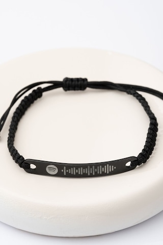 Spotify Kadın Çelik Bileklik Siyah Dikdörtgen Model Çelik