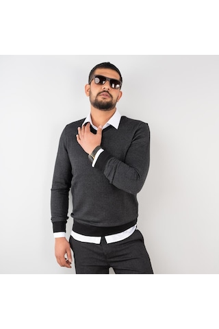 San&Fa Erkek V Yaka Slimfit Triko Kazak