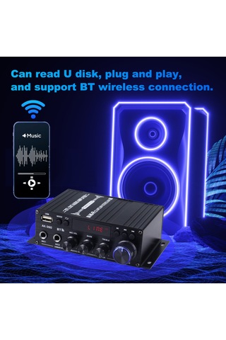 Xindoker Ak-390 Ev/araç Mini Bluetooth Güçlendirici - 40wx2, Usb/fm Radyo, Çift Mikrofon Girişi, Işıklı Sayısal Ekran