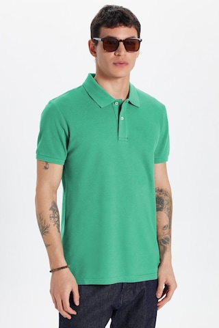 Tudors Erkek Slim Fit Dar Kesim %100 Pamuk Yeşil Polo Yaka Tişört-32762 Yeşil