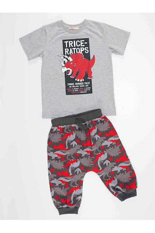 Denokids Mshb&g Triceratops Erkek Çocuk T-shirt Kapri Takım Çok Renkli