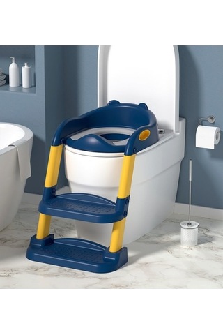 Wondernest Merdivenli Mavi Lichen Klozet Kapağı - Pvc Katlanır Çocuk Yf Mavi