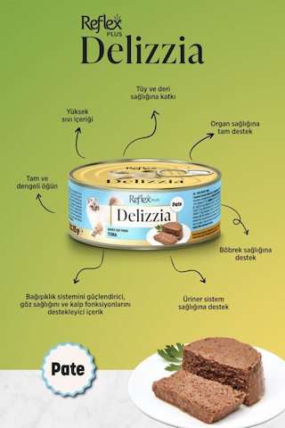 Reflex Plus Delizzia / Kıyılmış Ton Balıklı Yetişkin Kedi Maması 85g X 12 Adet