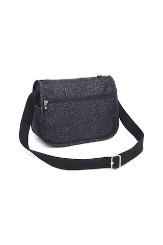 Smart Bags Çok Cepli Günlük Orta Boy Su Geçirmez Krınkıl Kumaş Kadın Omuz Çantası Puantiye Siyah