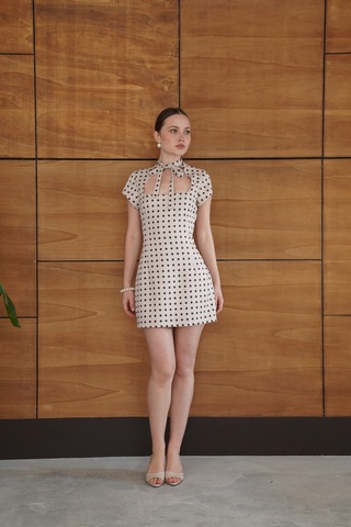 Verymoda Puantiyeli Saten Elbise D2978 Taş