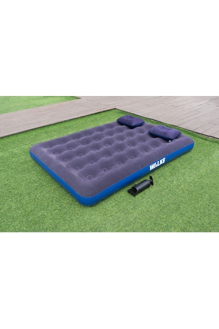 Walke King Çift Kişilik Şişme Yatak Seti (2 Yastık + Pompa Dahil) 203*152*22 CM 2210 Lacivert