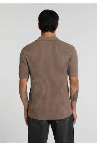 Colin's Colins Regular Fit Polo Yaka Jakarlı Erkek Kahverengi Kısa Kol Kazak Cl1082368 Q1.v2 Tpe Gri