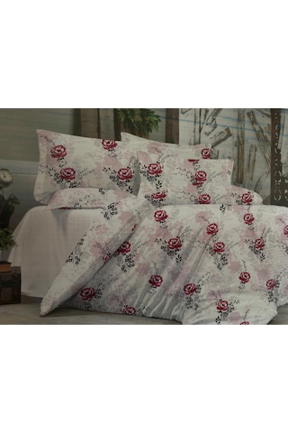 Çift Kişilik Nevresim Takımı Pembe Çiçekli Pembe