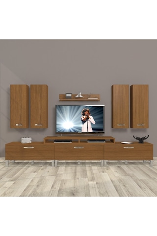 Decoraktiv Ekoflex 8d Slm Krom Ayaklı Tv Ünitesi Tv Sehpası Ceviz