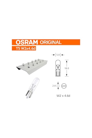 12v T5 1.2w Dipsiz Gösterge Ampulü 10 Adet Osram 2721 10x