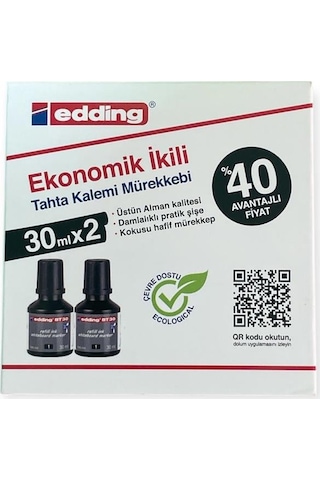 Edding Tahta Kalemi Mürekkebi 30ml 2'li Siyah Bt30 Diğer