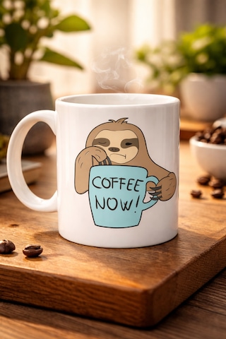 Northcity Tembel Hayvan Coffee Now Porselen Kupa Eğlenceli Kahve Kupası Ve Ofis Bardakları