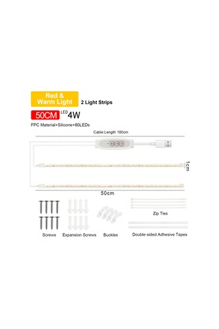 Shineyee 50cm Led Bitki Büyüme Lambası, Kırmızı-ısı Işığı, 4 Seviye Parlaklık, 24 Saat Akıllı Zamanlama 3h/9h/12h , Usb Çalıştırma, Kolay Kurulum Yapıştırıcı/visne/ziplok Gösterildiği Gibi