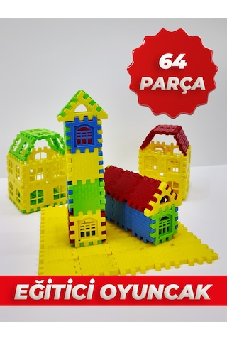 Puzzle City 3d Yapı Ve Tasarım Blokları 64 Parça Eğitici Oyuncak Seti