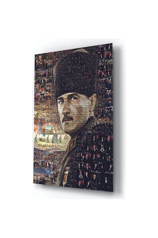Mustafa Kemal Atatürk Resimlerinden Oluşturulmuş Cam Tablo