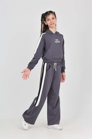 Toontoy Kız Çocuk Fiyonk Nakışlı Eşofman Takım Füme
