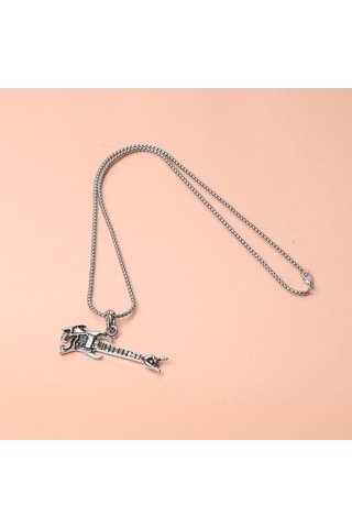 Elektro Gitar Rock Erkek Kolye Çelik Takı Aksesuar K24 T5