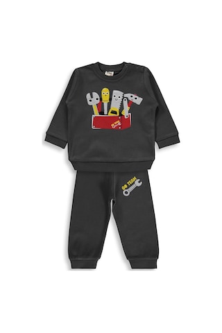 Civil Baby Tamir Aletleri Baskılı 6-18 Ay Takım - Gri Antrasit