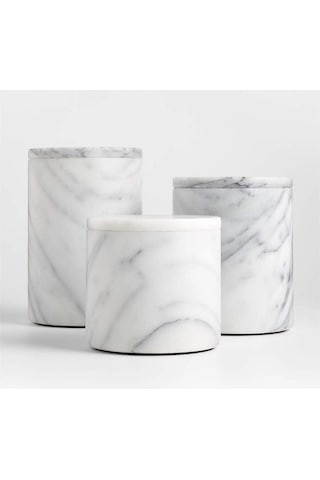 Crate & Barrel Fransız Mermer Kutu Seti, Modern Ve Şık Tezgah Depolama Saklama Kapları Çok Renkli