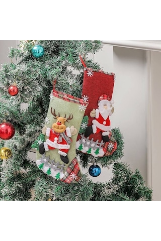 Geeksen Noel Ağaç Dekorasyonu: 4 Adet Askı Şeker Çantası - Noel Hediyesi Saklama Çantaları Ve Süs Eşyaları