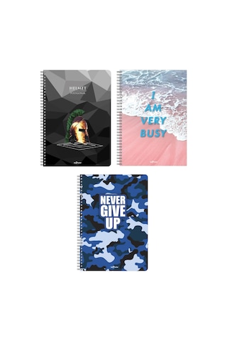 3'lü Okul Defteri Seti A4 2 Kareli 1 Çizgili Pembe