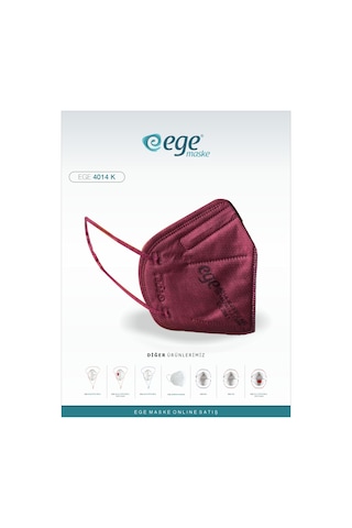 Ege Maske 4014-K Ffp2 Nr N95 Ventilsiz Maske 50'li Bordo