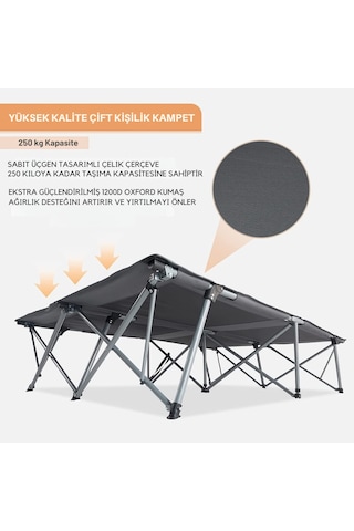 Kingcamp Banyan Double Çift Kişilik Katlanır Kampet Portatif Kamp Yatağı Siyah