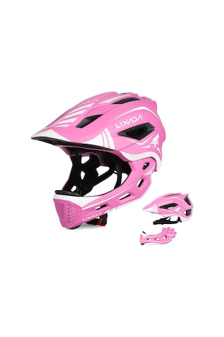 Lixada-Çocuklar Ayrılabilir Tam Yüz Kask Çocuk Sporları Yb18542P Pembe