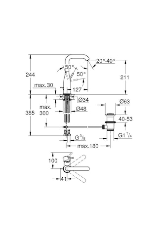 Grohe Essence Tek Kumandalı Lavabo Bataryası 1/2" L-Boyut 32628A01