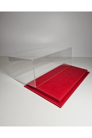 1:18 Model Araçlar İçin Kırmızı Deri Tabanlı Pleksi Case