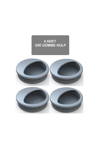 Adilon Gömme Kulp, 50 mm, Gri (4 Adet)