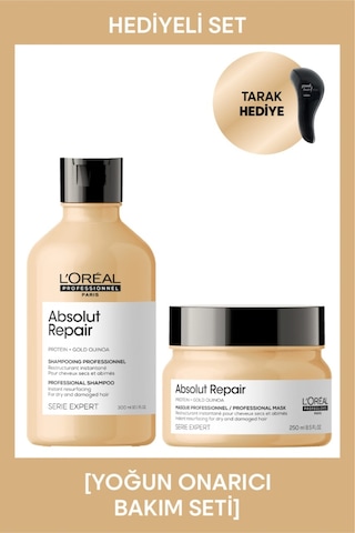 L'Oréal Professionnel Serie Expert Absolut Repair Şampuan 300 ML + Maske 250 ML + Tarak