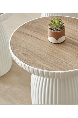 Altınaks Mobilya, Diamond, Bohem Sehpa,tekli Sehpa,yan Sehpa,zigon Sehpa - Aytaşı & Ud Renkli Tabla Krem Gövde & Açık Ceviz Renkli Tabla