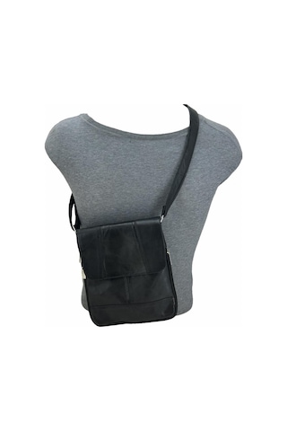 Hakiki Deri Cayu651 Postacı Çanta Siyah Bej