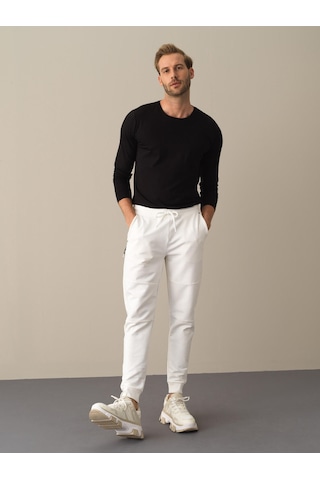 Beyaz Slim Fit Sweat Pantolon 380137 Beyaz