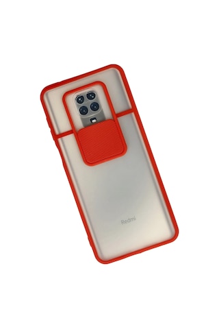 Newface Xiaomi Redmi Note 9 Pro Kılıf Palm Buzlu Kamera Sürgülü Silikon Semeglbl - 77 - Kırmızı