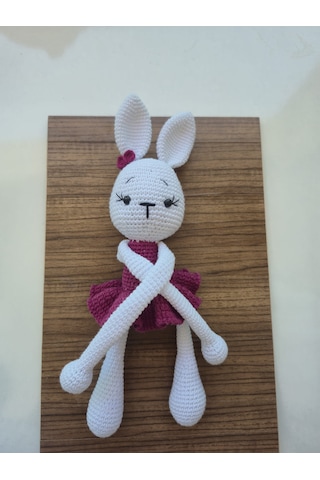 Amigurumi Perde Tutucu Tavşan Pembe - Beyaz