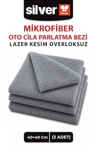 3'lü Mikrofiber Oto Cila Ve Parlatma Bezi 40x40 Cm 300 Kalite Lazer Kesim Ultra Soft Dikişsiz/kenarsız