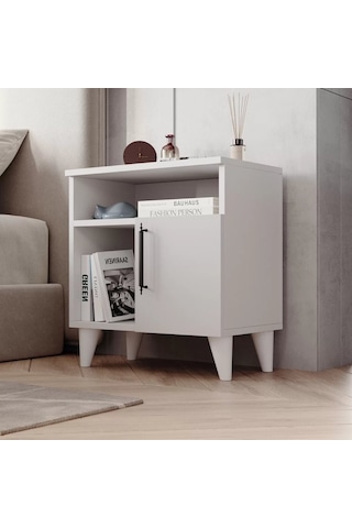 Reyo Home Enda Kommen 3 Bölmeli Kapaklı Komodin Beyaz