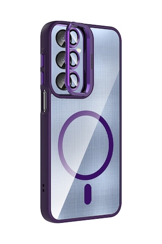 Galaxy Uyumlu A16 Kılıf Standlı + Kamera Lens Koruma Setli M-safe Şarj Özellikli Mkst Etro Desert Titanyum Desert Titanyum