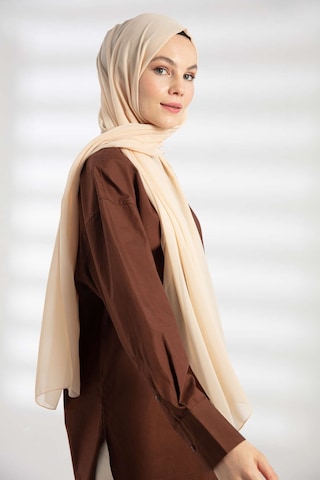 Flora Tekstil Krep Şifon Şal 180x70 Bej