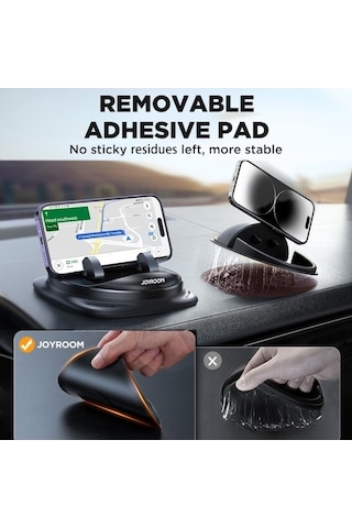 Yifomall Joyroom Araç Telefon Tutucu, 360 Dönebilen, Nano Jel Tabanlı, Otomatik Kilitleme, Şarj Kablosu Tutuculu, 4.7-6.8 İnç, Siyah